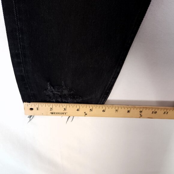 AGOLDE Straight Leg Jeans Women’s 29 Distress Black Button Fly Mid Rise Denim - Picture 10 of 15